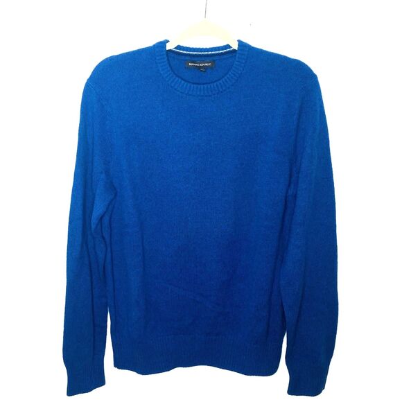 Banana Republic Teal Merino Wool Blend Crewneck Pullover Soft Knit Sweater Sz M - Picture 1 of 10